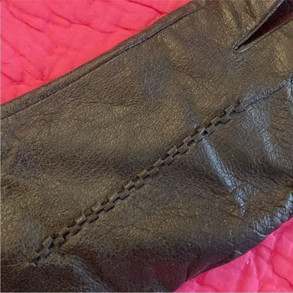 Miro Elegant Black Leather Gloves, size 6,5 (S)